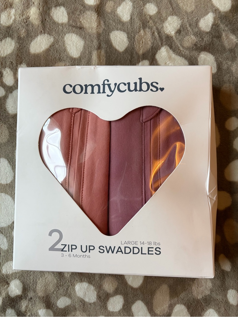 Comfy Cubs 2 Pack Zip Up Swaddles 3-6 Months Pink Rose 100% Cotton NIB